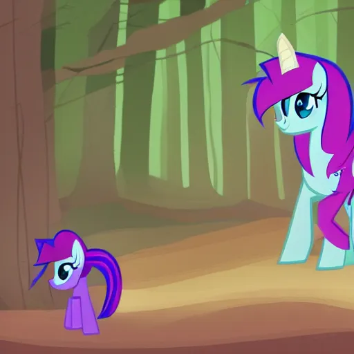 Prompt: photo of real my little pony in the woods feral cryptid