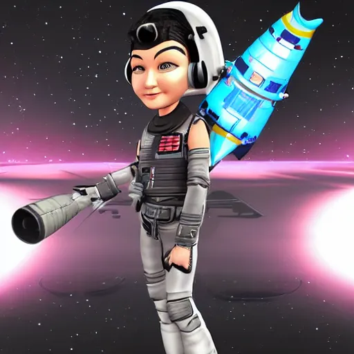 Prompt: a punky girl as a space fighter punk rock pilot stylized cartoon cg render