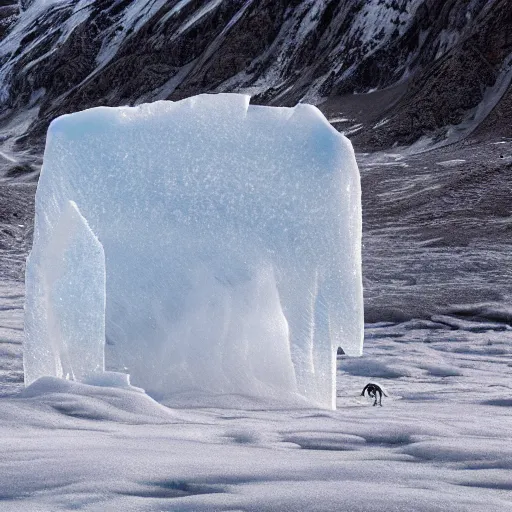 Image similar to A creature occluded by a slightly transparent frosted icesheet