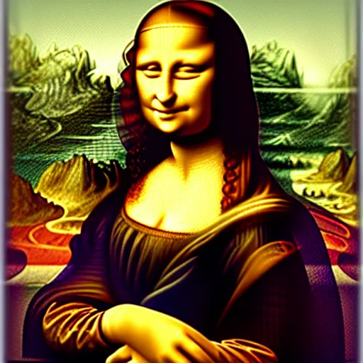 Image similar to mona lisa texting