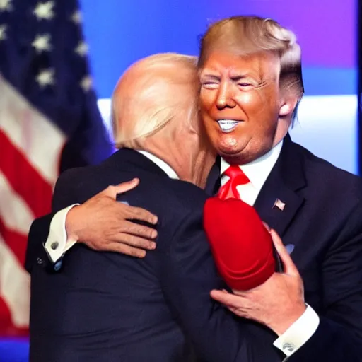 Image similar to Donald Trump hugs Joe Biden