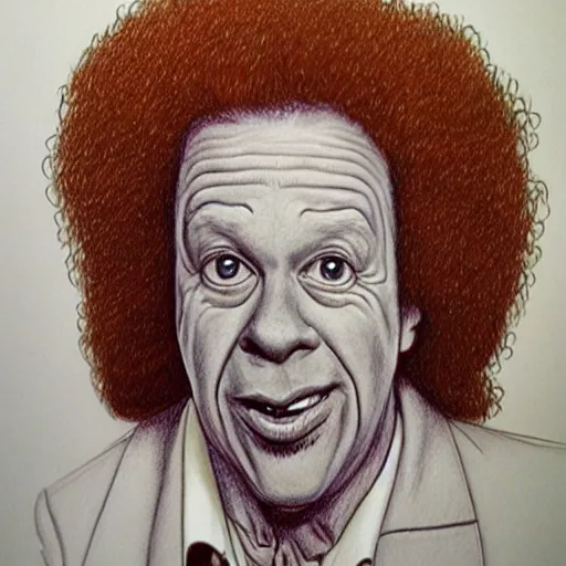 Image similar to a realistic portrait drawing of Richard simmons drawn by Robert Crumb