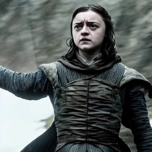 Image similar to arya stark flying through the sky