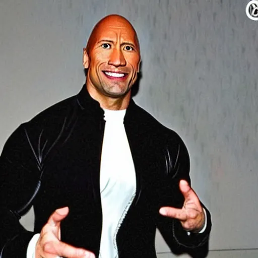 Image similar to dwayne the rock johnson as neo from the matrix