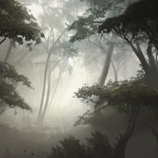 Image similar to Wild misty jungles, 8k, detailed, concept art, trending on artstation