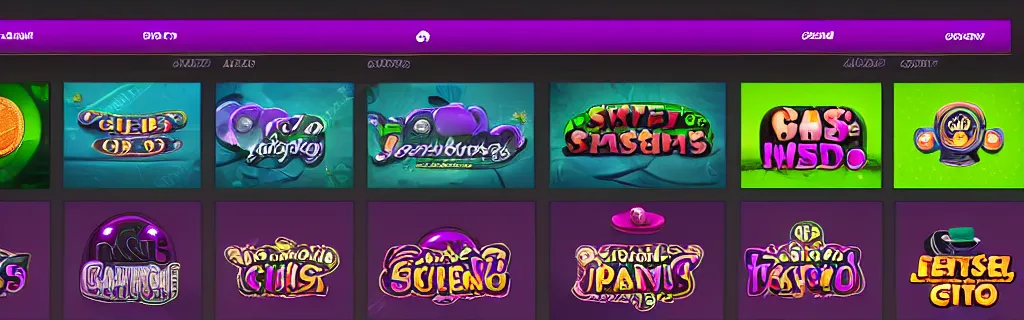 Image similar to purple and green slots casino interface, material design