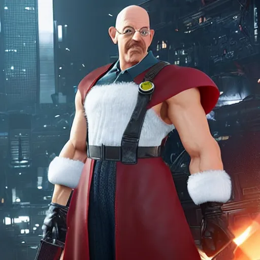 Image similar to the incredible dr. pol in final fantasy vii remake, bald with white mustache, happy expression, character render, full body shot, highly detailed, in game render