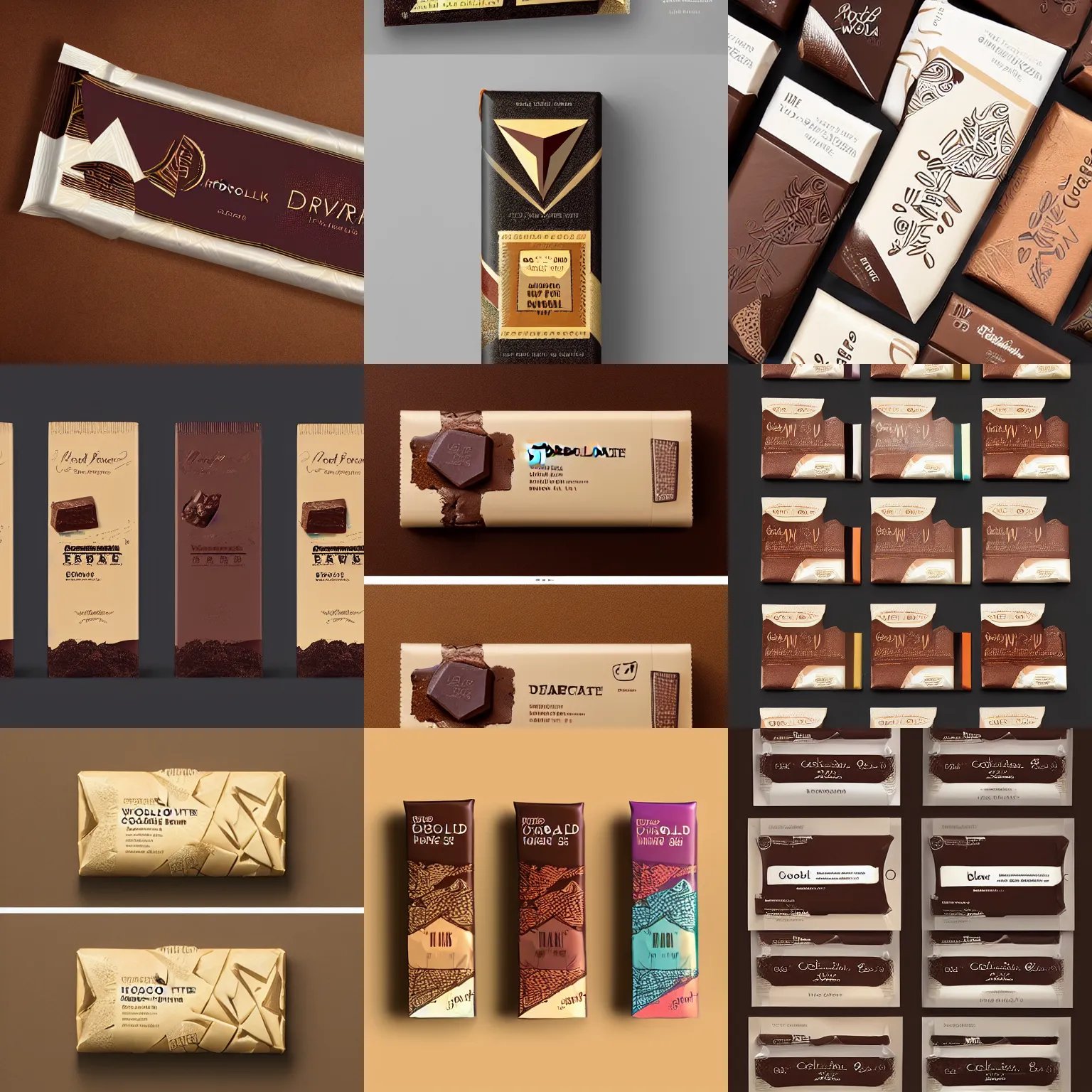 Prompt: conceptual chocolate bar packaging, label design, behance, packaging of the world, award, front label, packaging design, craft, horizon zero dawn