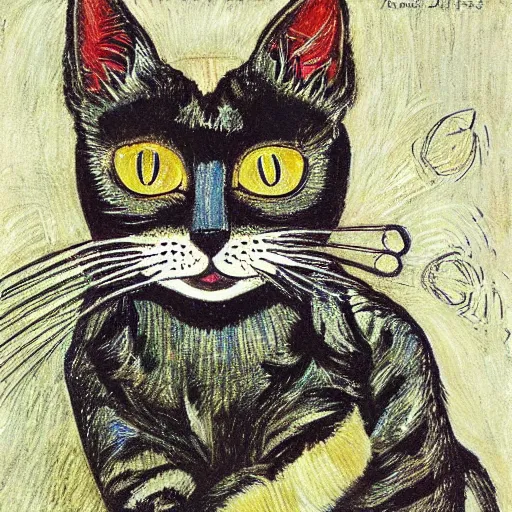 Image similar to portrait of a cat, by louis wain