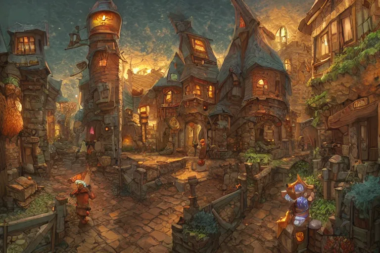 Image similar to one point perspective dungeon cozy fantasy village street view by artgerm and Craig Mullins, James Jean, Andrey Ryabovichev, Mark Simonetti and Peter Morbacher 16k