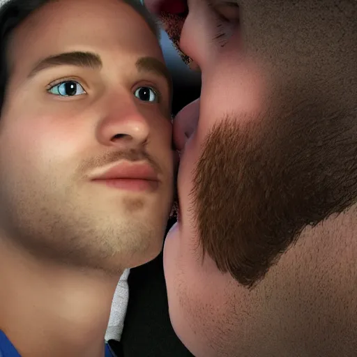 Image similar to a hyperrealistic photograph of moistcr1tikal kissing moistcr1tikal while joel haver watches, love, artstation, deviantart, flickr, 8k, 70mm, face enhance, highly detailed, golden ratio