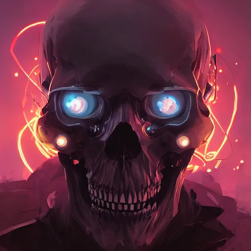 Image similar to a skull face monster minimalist, cyberpunk, behance hd by jesper ejsing, by rhads, makoto shinkai and lois van baarle, ilya kuvshinov, rossdraws global illumination ray tracing hdr radiating a glowing aura, fine texture, editorial illustration, dramatic lighting, dynamic composition, detailed, matte print, dynamic perspective, muted color