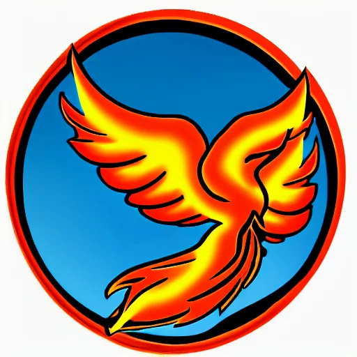 Prompt: logo with a big v with flaming phoenix wings