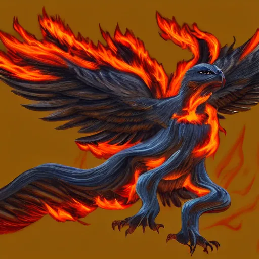 Prompt: phoenix in fire by Malevitsch