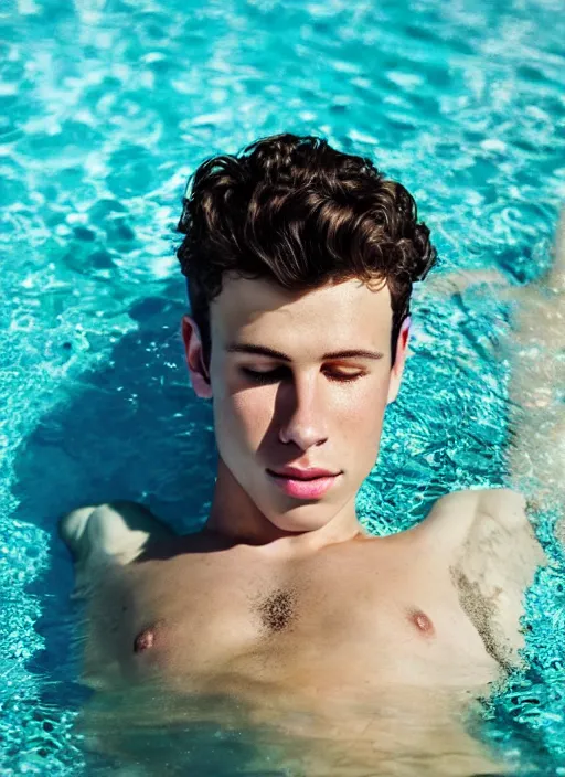 Prompt: a full head photoshot, detailed photograph of young shawn mendes relaxing by a pool, elegant, photorealism ultradetailed digital art, irina french, heraldo ortega, mandy jurgens, golden ratio, art canvas, award winning, masterpiece trending on artstation 8 k 1 5 0 mpx, hasselblade wide shot
