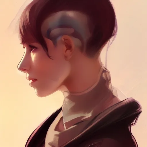 Image similar to Portrait of young Boxxy with buzzed haircut, slight nerdy smile, elegant, digital painting, artstation, concept art, smooth, sharp focus, illustration, art by artgerm and greg rutkowski and alphonse mucha