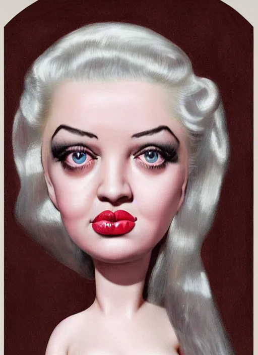 Image similar to diana dors as a mark ryden doll, detailed digital art, trending on Artstation