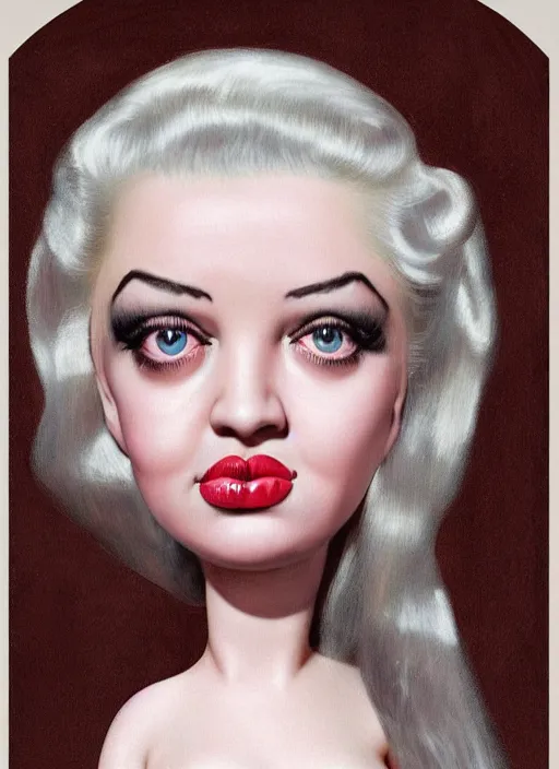 Prompt: diana dors as a mark ryden doll, detailed digital art, trending on Artstation