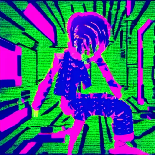 Image similar to breakcore acid hyperpop lofi aesthetic photo