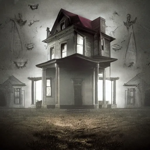 Prompt: a creepy dream inside a sinister house inside another dream