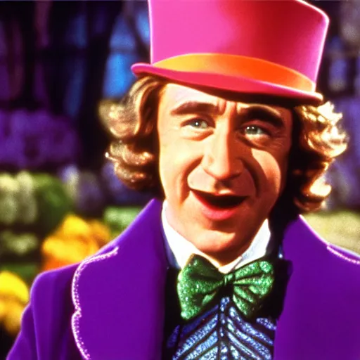 Image similar to a frame from the 1 9 7 1 movie willy wonka and the chocolate factory, starring tim allen, portrait, in focus, smiling