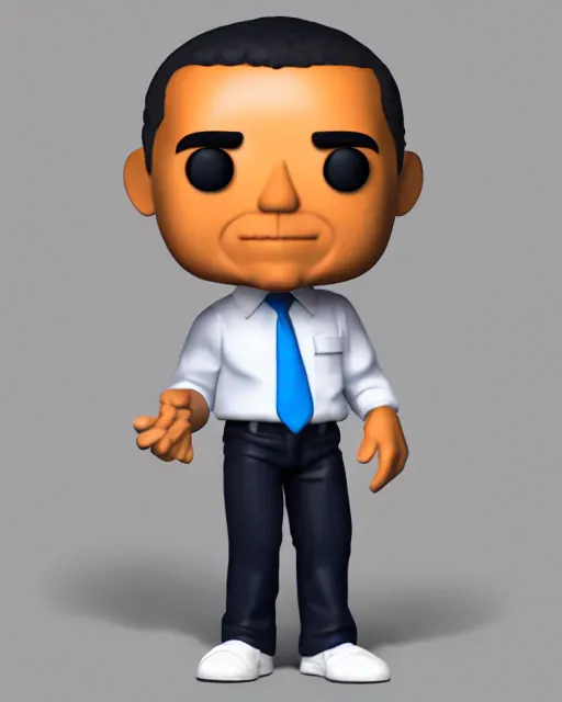 Image similar to full body 3d render of Barack Obama as a funko pop, studio lighting, white background, blender, trending on artstation, 8k, highly detailed