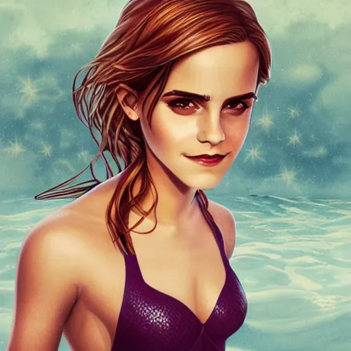 Image similar to emma watson mermaid by artgerm