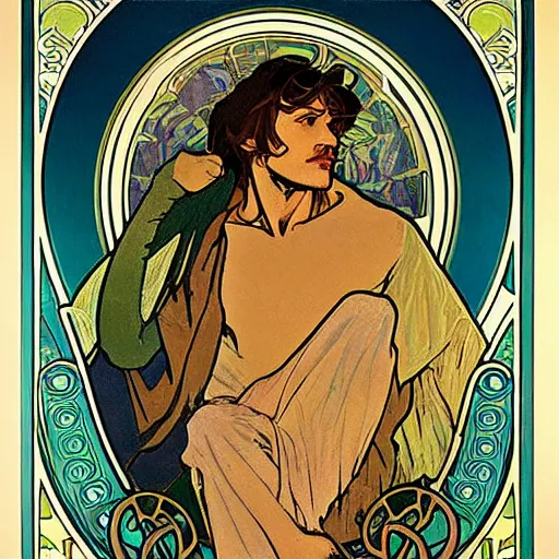 Prompt: Shaggy Rogers poster by Alphonse Mucha Art Nouveau-H 900