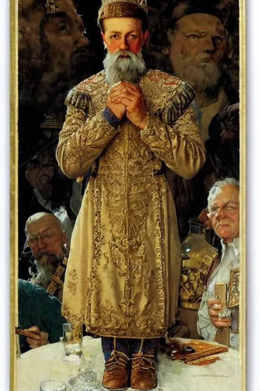 Image similar to russian tsar ivan iv, poster, by norman rockwell