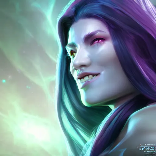 Prompt: realistic character design, Riot Games, Astral Woman, 8K, portrait