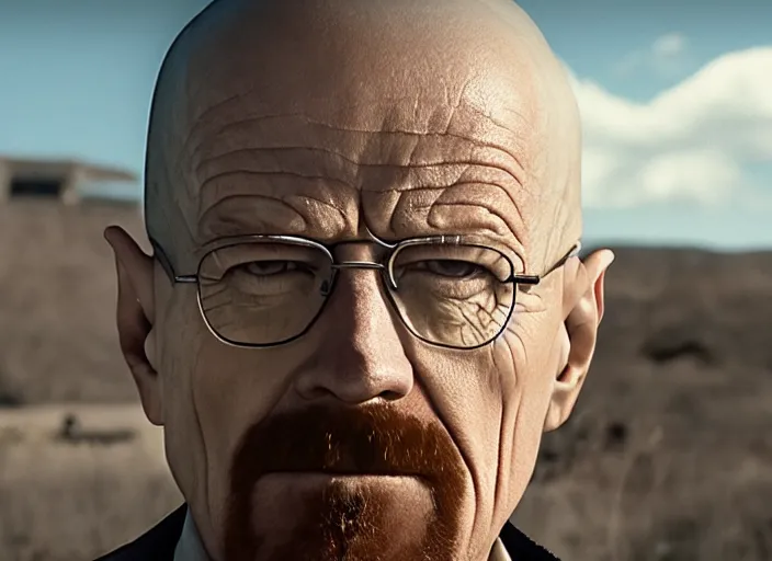 Image similar to film still of Walter White as Gordan Freeman in the Half Life Movie, 4k