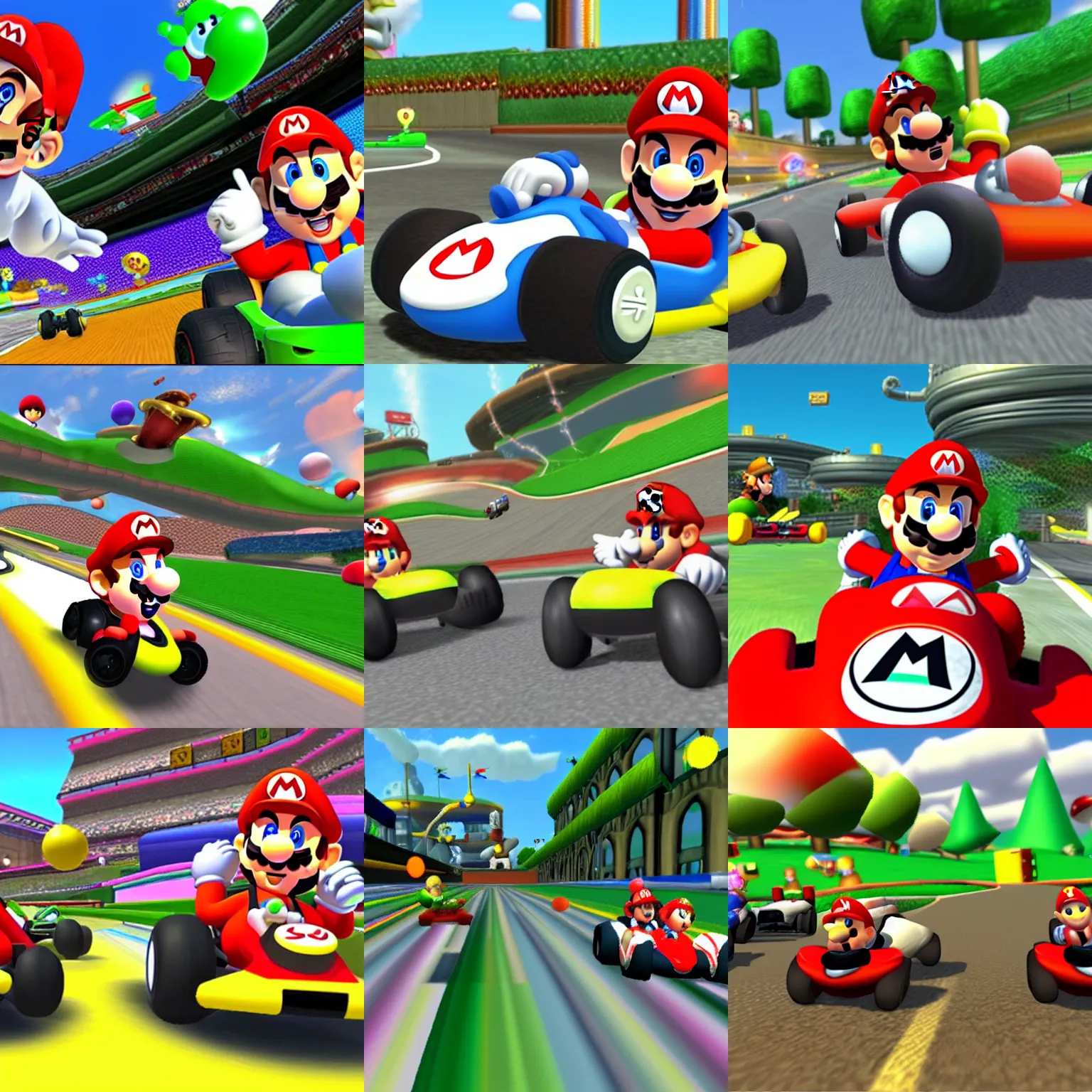 Prompt: gameplay from mario kart wii