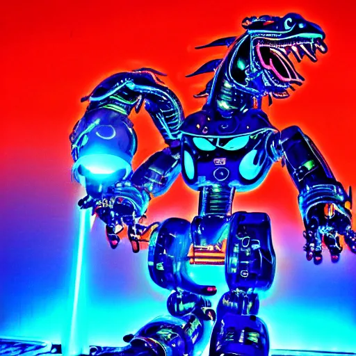 Prompt: japanese robot dragon asian neon retro 8 0 s style