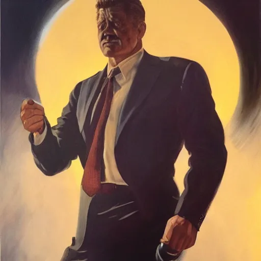 Prompt: ultra - realistic portrait painting of jim gordon. art by frank frazetta. 4 k. ultra - realistic. highly detailed. epic lighting