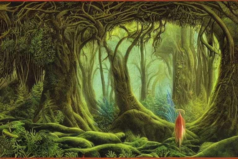 Prompt: female druid in the forest |Roger Dean|