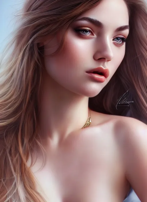 Prompt: a gorgeous female photo, professionally retouched, soft lighting, realistic, smooth face, full body shot, torso, dress, perfect eyes, wide angle, sharp focus on eyes, 8 k high definition, insanely detailed, intricate, elegant, art by artgerm and johannes wessermark