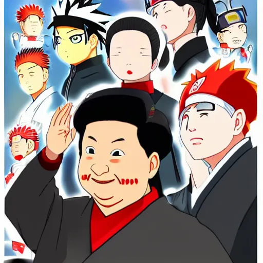 Prompt: xi jinping in the style of naruto, fan art