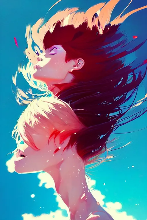 Image similar to a ultradetailed beautiful panting of a stylish woman with hair made out of water, by conrad roset, greg rutkowski and makoto shinkai trending on artstation