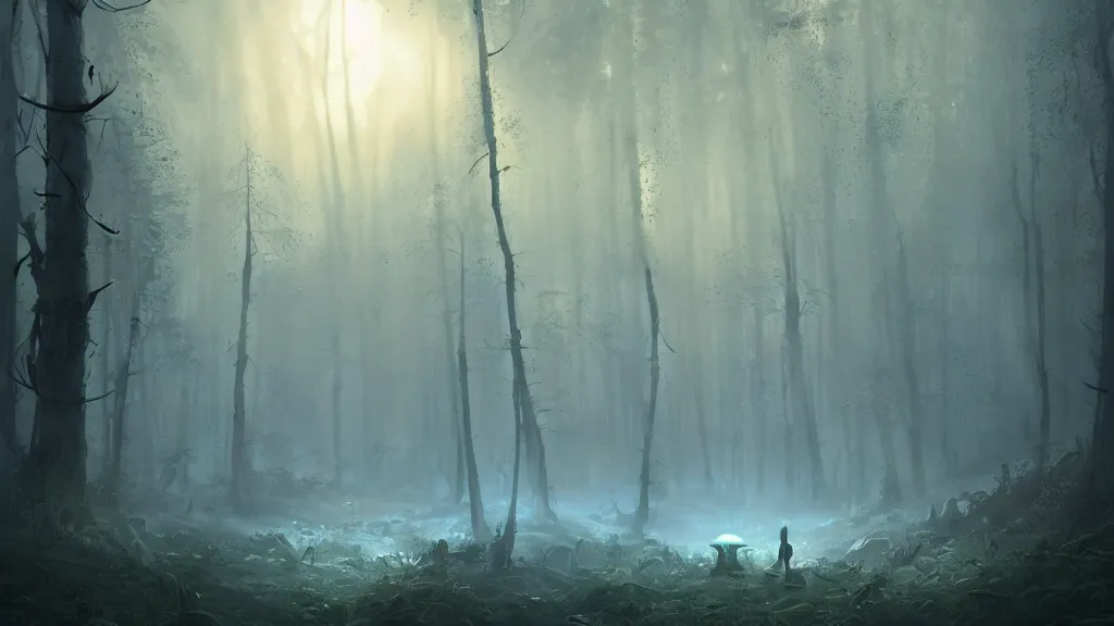 Image similar to moon eggs hatching in a blueish magical forest, foggy, glowing, by greg rutkowski, sylvain sarrailh, rossdraws, ambient light, ultra detailed, fantasy artwork, 8 k, volumetric lighting, trending on artstation, award winning, beautiful scenery, very very very very very very very beautiful.