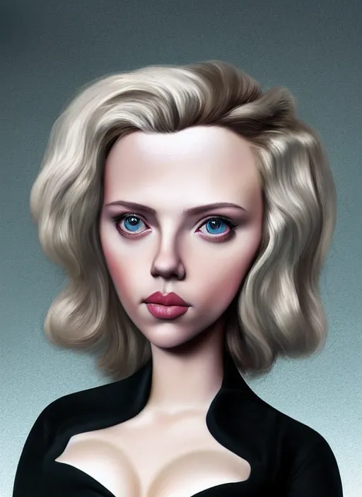 Image similar to scarlett johansson as a mark ryden doll, detailed digital art, trending on Artstation