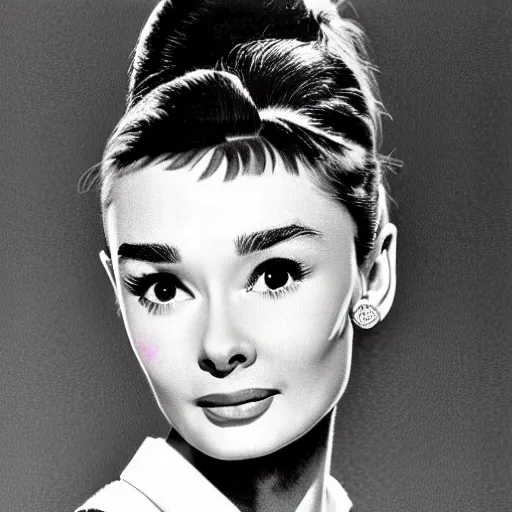 Prompt: audrey hepburn, head and shoulders portrait, extremely detailed masterpiece, one single continues line.