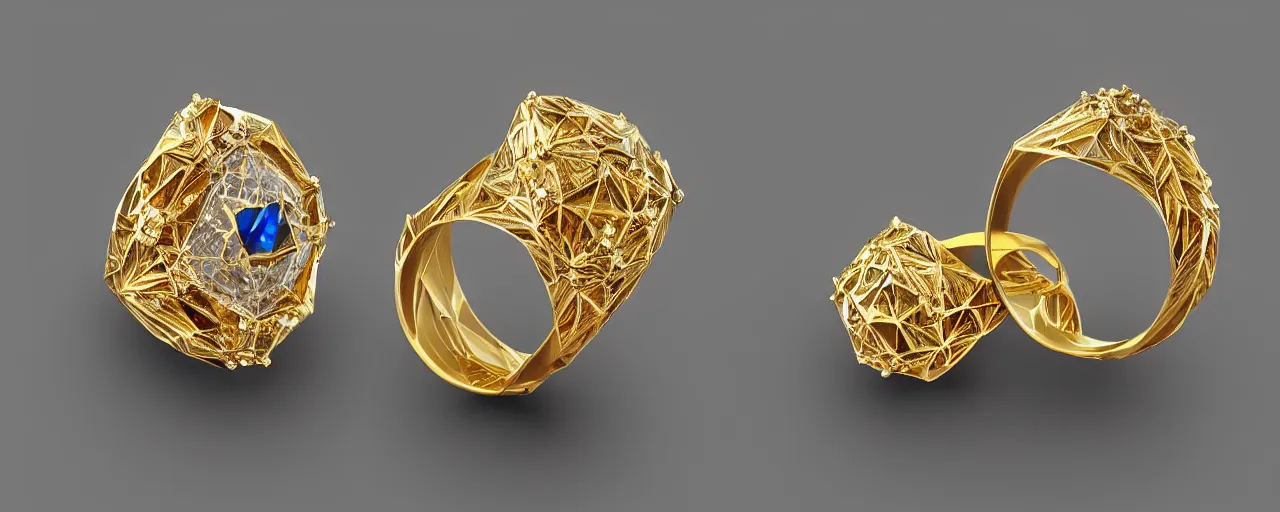 Image similar to simple golden magic crystal ring, gold, smooth, crystal, engravings, diamonds, product design, jewelry, colorful, art by gerald brom, greg rutkowski and artgerm, photo realism, unreal engine, c 4 d