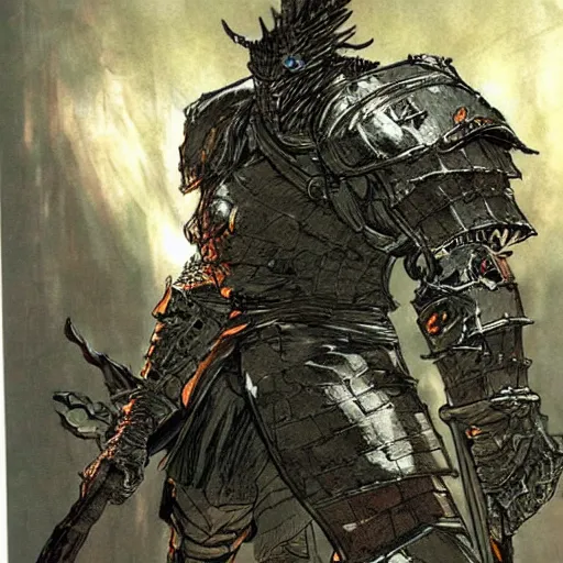 Image similar to dark souls fromsoft by yoji shinkawa