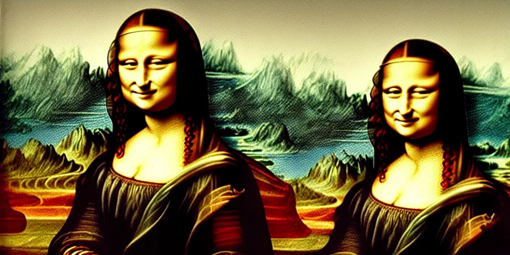 Image similar to a painting of the mona lisa by bob ross