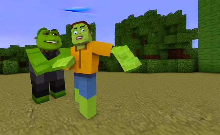 Prompt: shrek minecraft