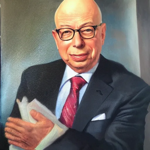 Prompt: Klaus Schwab extremely detailed oil painting