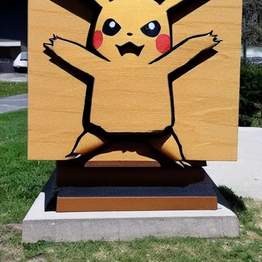 Image similar to Pikachu Sculpture made out of plywood