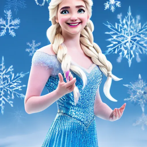 Prompt: Mikhaila Peterson as elsa in live action disney frozen, 8k resolution, full HD, cinematic lighting, award winning, anatomically correct