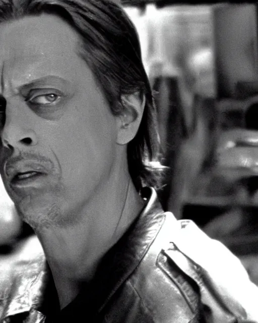 Image similar to film still close - up shot of steve buscemi in the movie terminator 2. photographic, photography