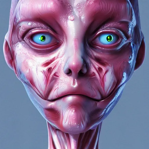 Prompt: a wet alien girl, perfect anatomical body, voluminous, high quality render, photorealistic digital painting, 3 d sculpture